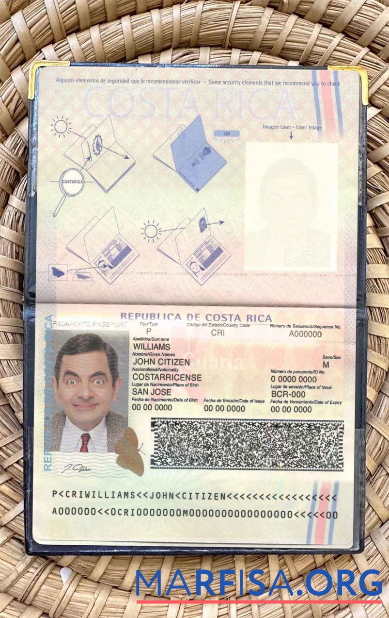 Blank Costa Rica pass photo look template